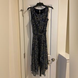 NWT sz 8 MSK navy floral tie-waist dress